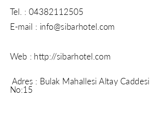 Hotel Sibar iletiim bilgileri